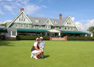 Franty and her son, A.J., at Oakmont Country Club